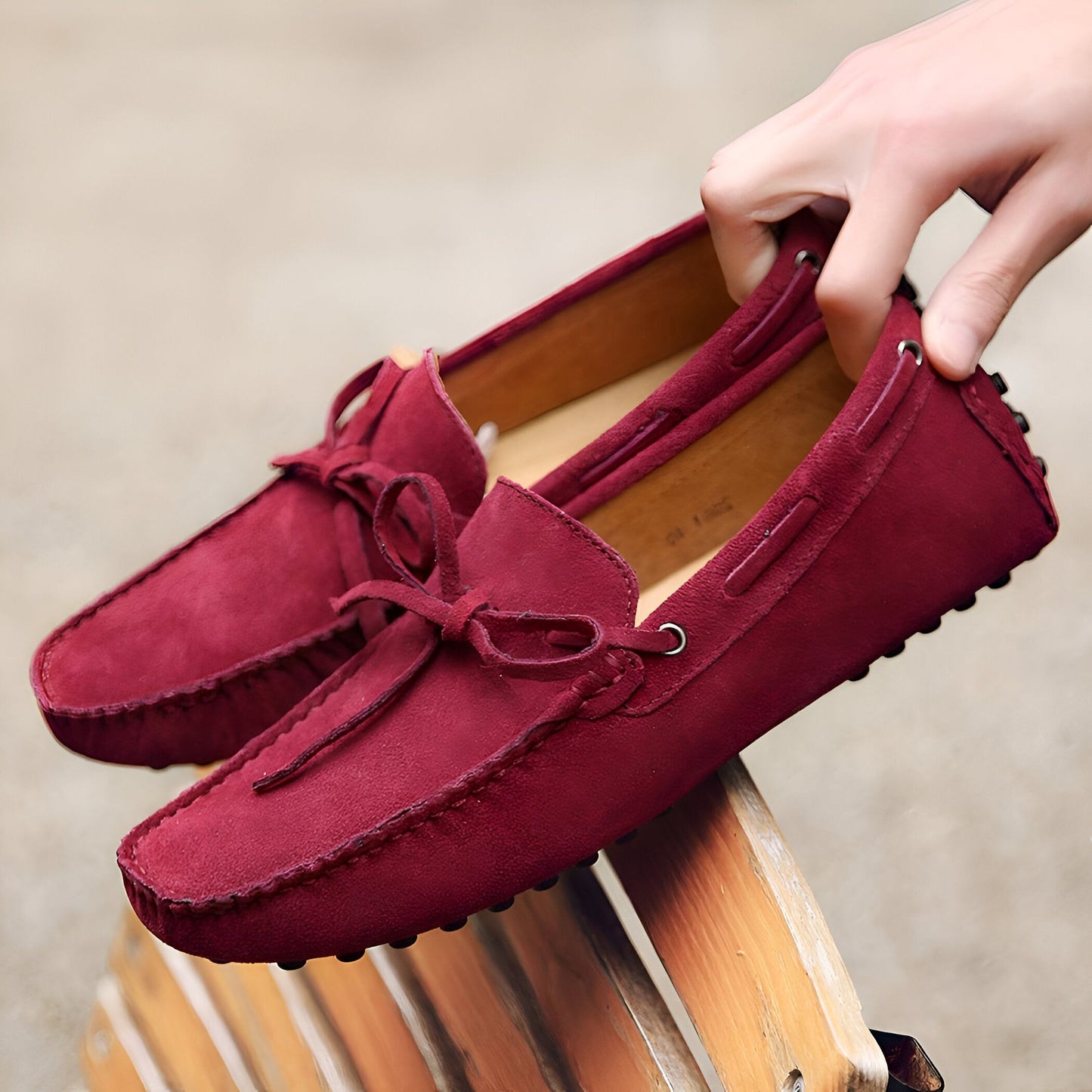 LuxeBrand Mocassins Homme Simili Daim à Lacets Raffiné