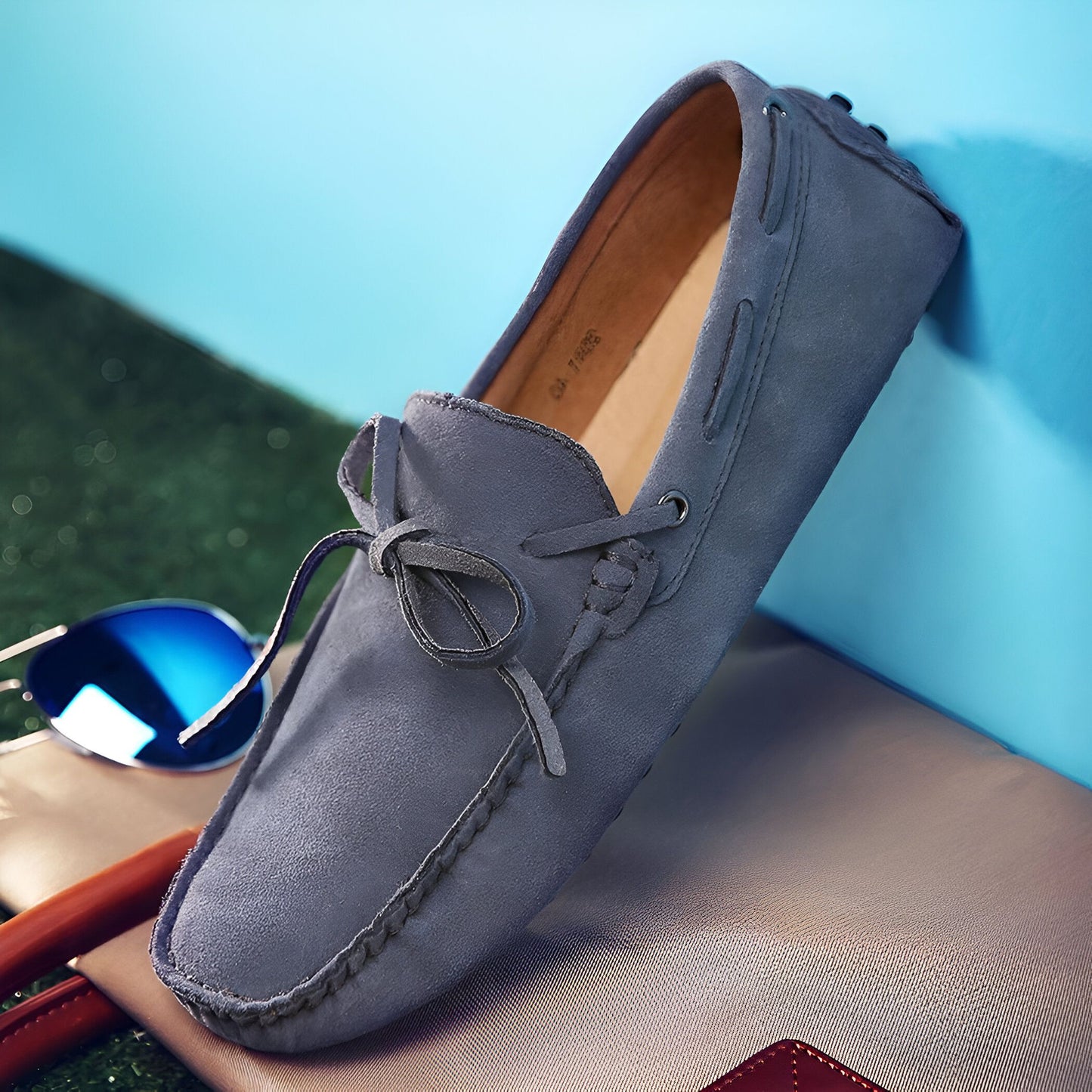 LuxeBrand Mocassins Homme Simili Daim à Lacets Raffiné