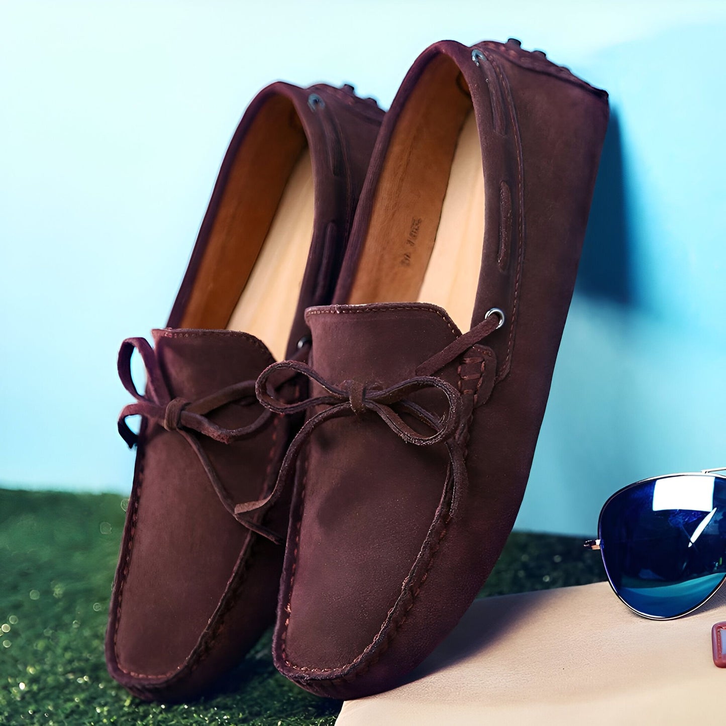 LuxeBrand Mocassins Homme Simili Daim à Lacets Raffiné