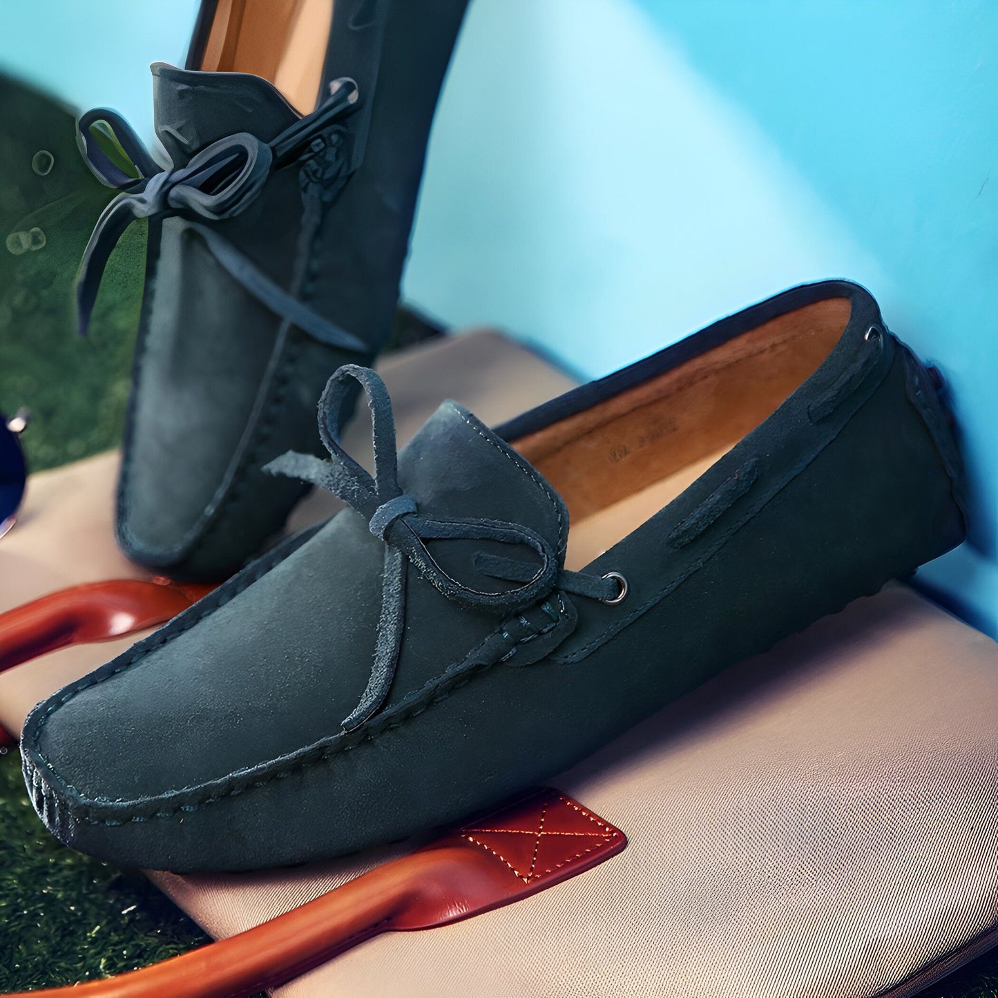 LuxeBrand Mocassins Homme Simili Daim à Lacets Raffiné