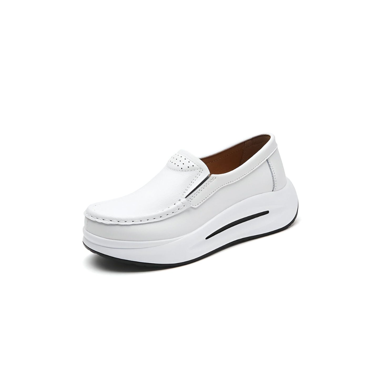 LUX Mocassins compensés cuir végan semelle épaisse femme