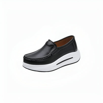 LUX Mocassins compensés cuir végan semelle épaisse femme