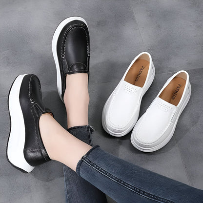 LUX Mocassins compensés cuir végan semelle épaisse femme