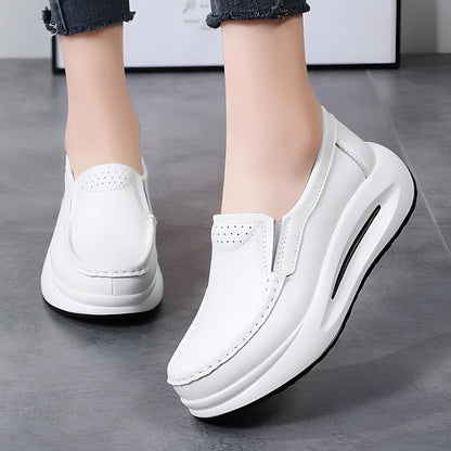 LUX Mocassins compensés cuir végan semelle épaisse femme