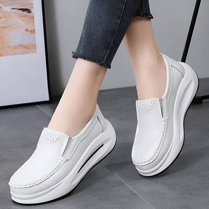 LUX Mocassins compensés cuir végan semelle épaisse femme
