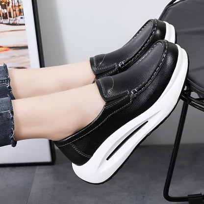 LUX Mocassins compensés cuir végan semelle épaisse femme