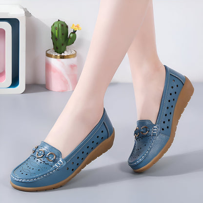 Nova Mocassins compensés ajourés femme, boucles dorées