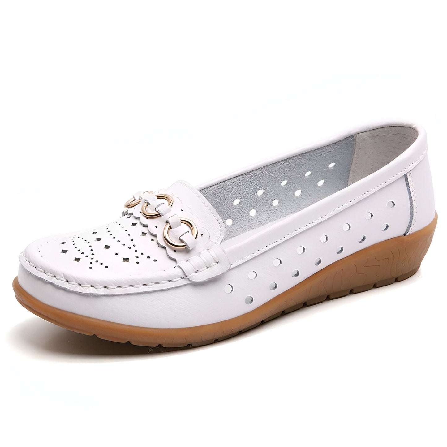 Nova Mocassins compensés ajourés femme, boucles dorées