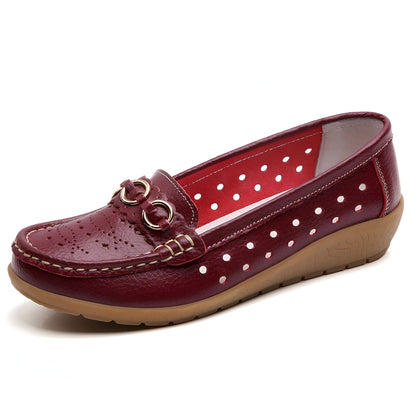Nova Mocassins compensés ajourés femme, boucles dorées