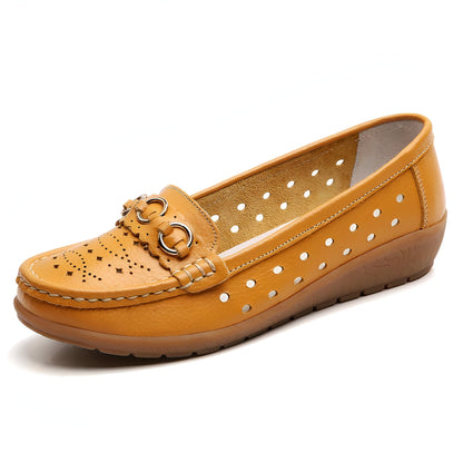 Nova Mocassins compensés ajourés femme, boucles dorées