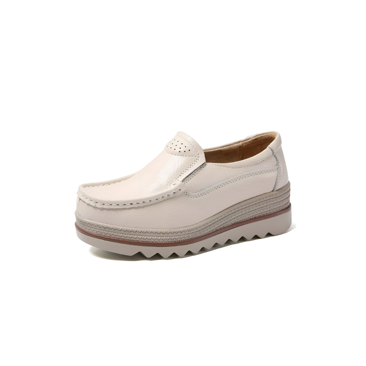 Mocassins Compensés Femme Cuir Synthétique Agréable NB