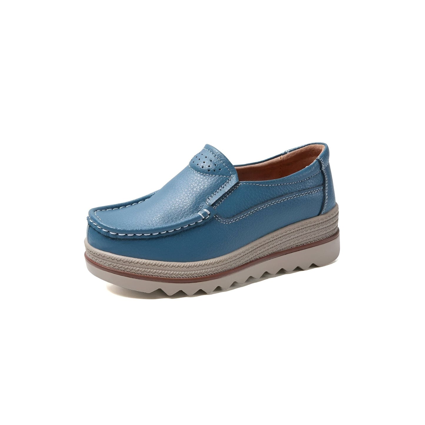 Mocassins Compensés Femme Cuir Synthétique Agréable NB