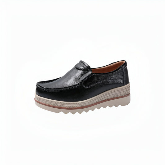 Mocassins Compensés Femme Cuir Synthétique Agréable NB