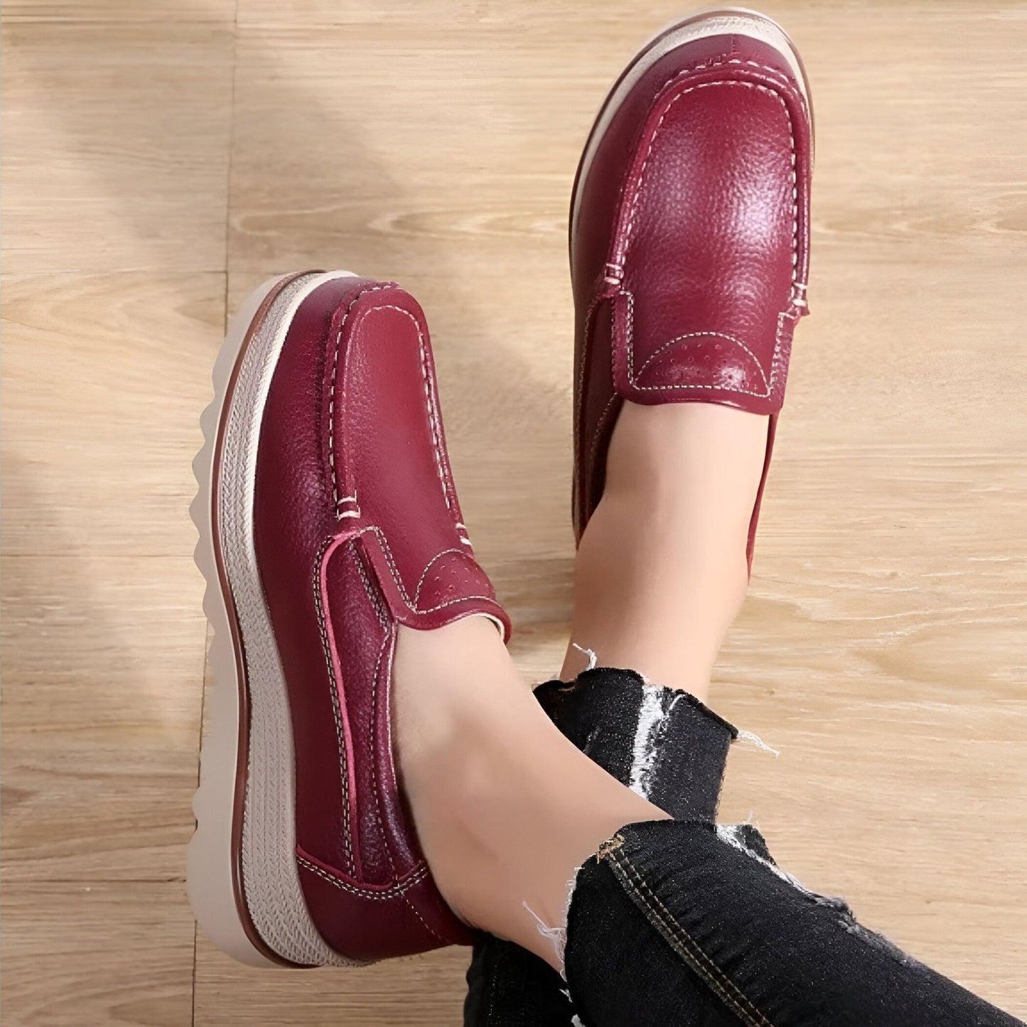 Mocassins Compensés Femme Cuir Synthétique Agréable NB