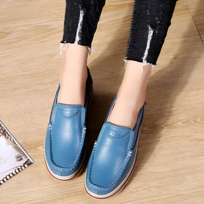 Mocassins Compensés Femme Cuir Synthétique Agréable NB