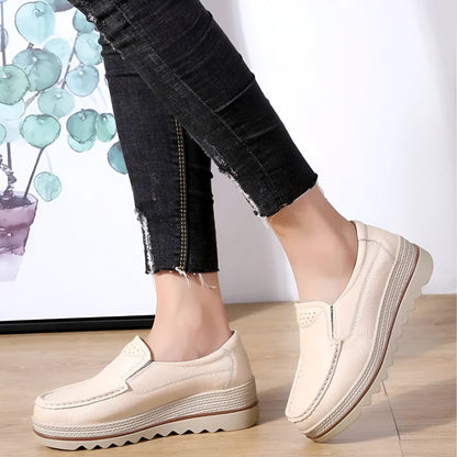Mocassins Compensés Femme Cuir Synthétique Agréable NB