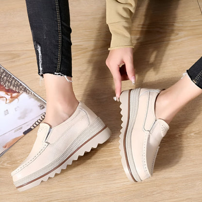 Mocassins Compensés Femme Cuir Synthétique Agréable NB