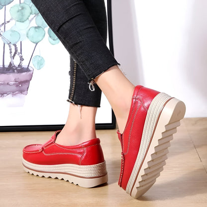 Mocassins Compensés Femme Cuir Synthétique Agréable NB