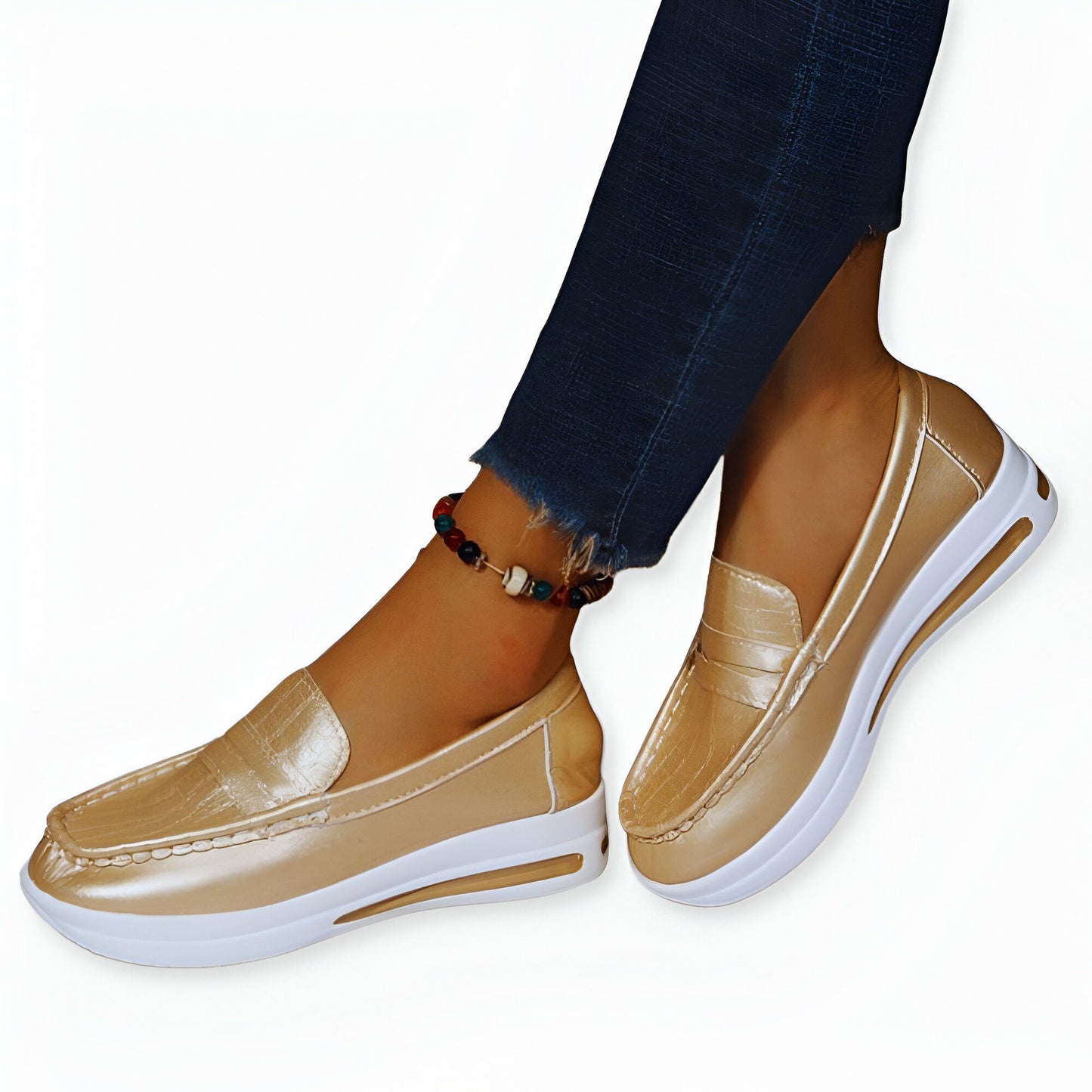 Mocassins Compensés: Effet Basket, Détails Lumineux