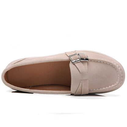 Nova Mocassins Femme Compensés Simili Cuir Beige