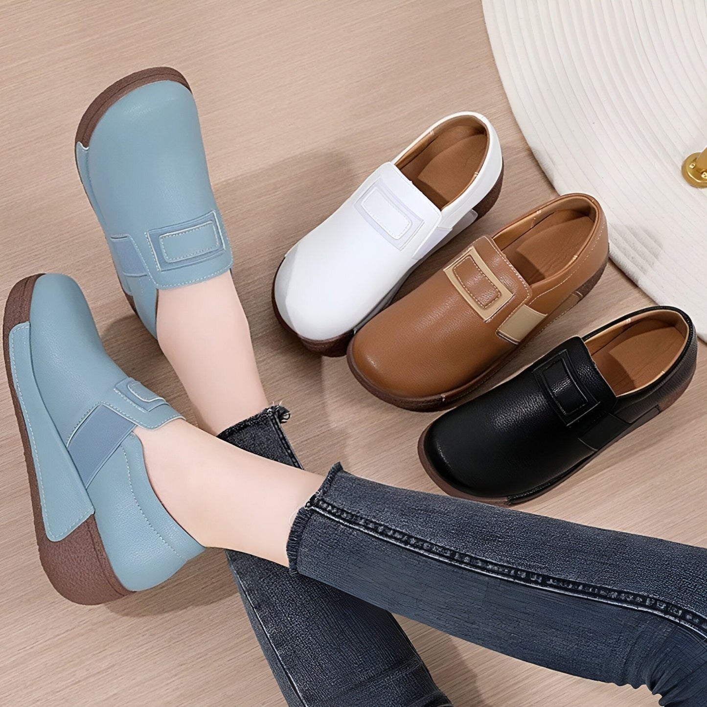 Nova Mocassins Compensés Cuir Végan Femme Confortables