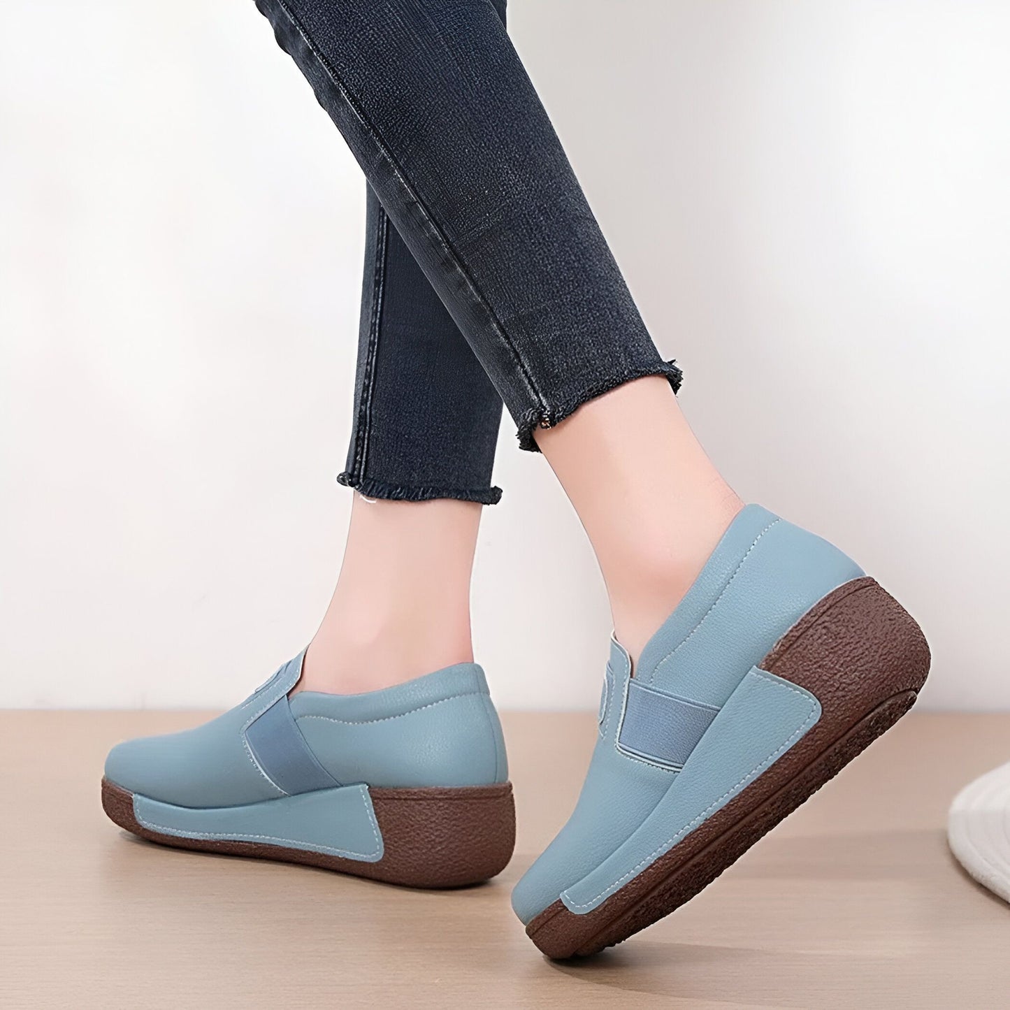 Nova Mocassins Compensés Cuir Végan Femme Confortables
