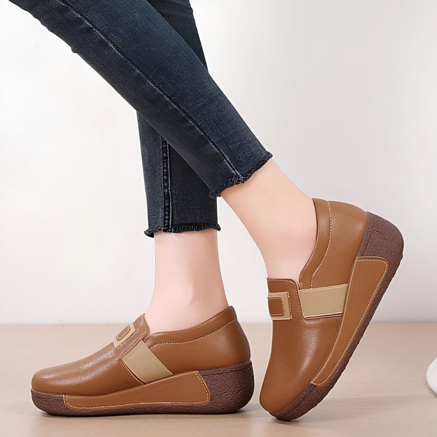 Nova Mocassins Compensés Cuir Végan Femme Confortables
