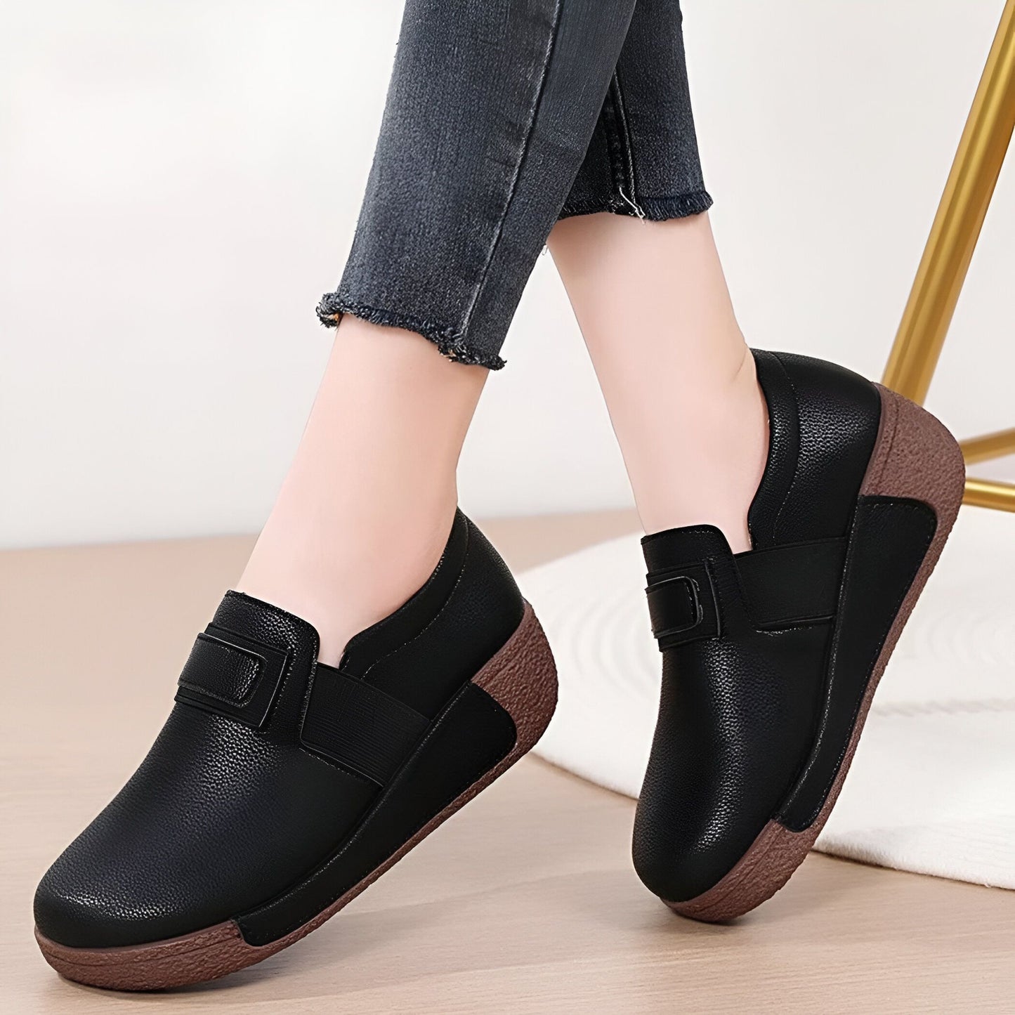 Nova Mocassins Compensés Cuir Végan Femme Confortables