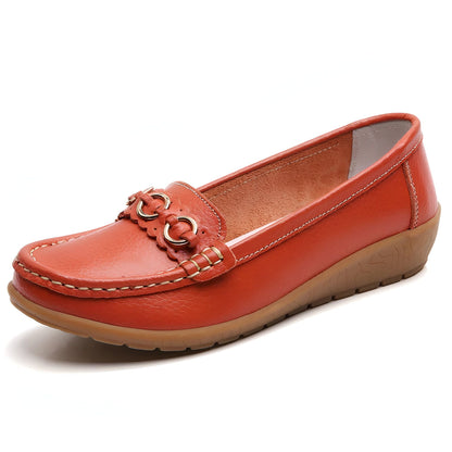 LuxeCuir Mocassins compensés cuir femme boucles dorées