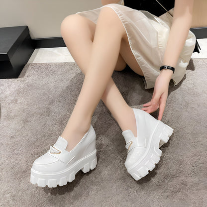 ModeLux Mocassins Compensés Cuir Verni Femme Confort