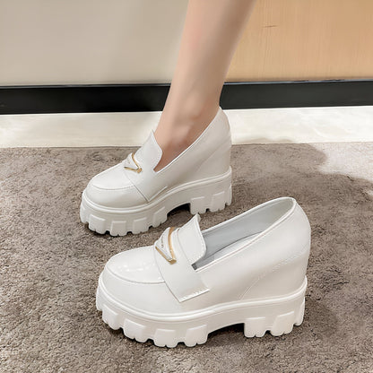 ModeLux Mocassins Compensés Cuir Verni Femme Confort