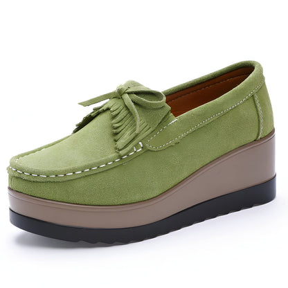 BrandNova Mocassins Compensés Suédine Femme à Franges