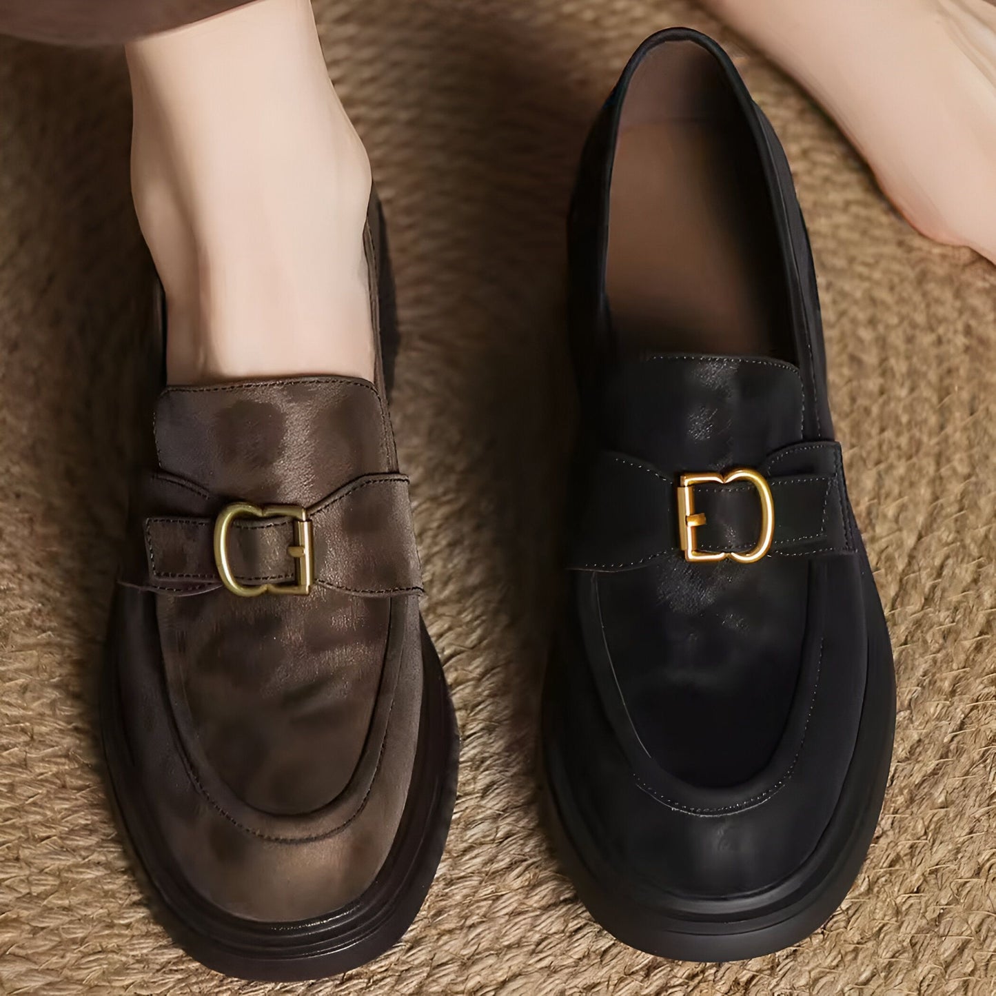 BrandX Mocassins à Talon Simili Cuir Motif Léopard