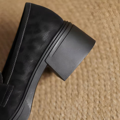 BrandX Mocassins à Talon Simili Cuir Motif Léopard