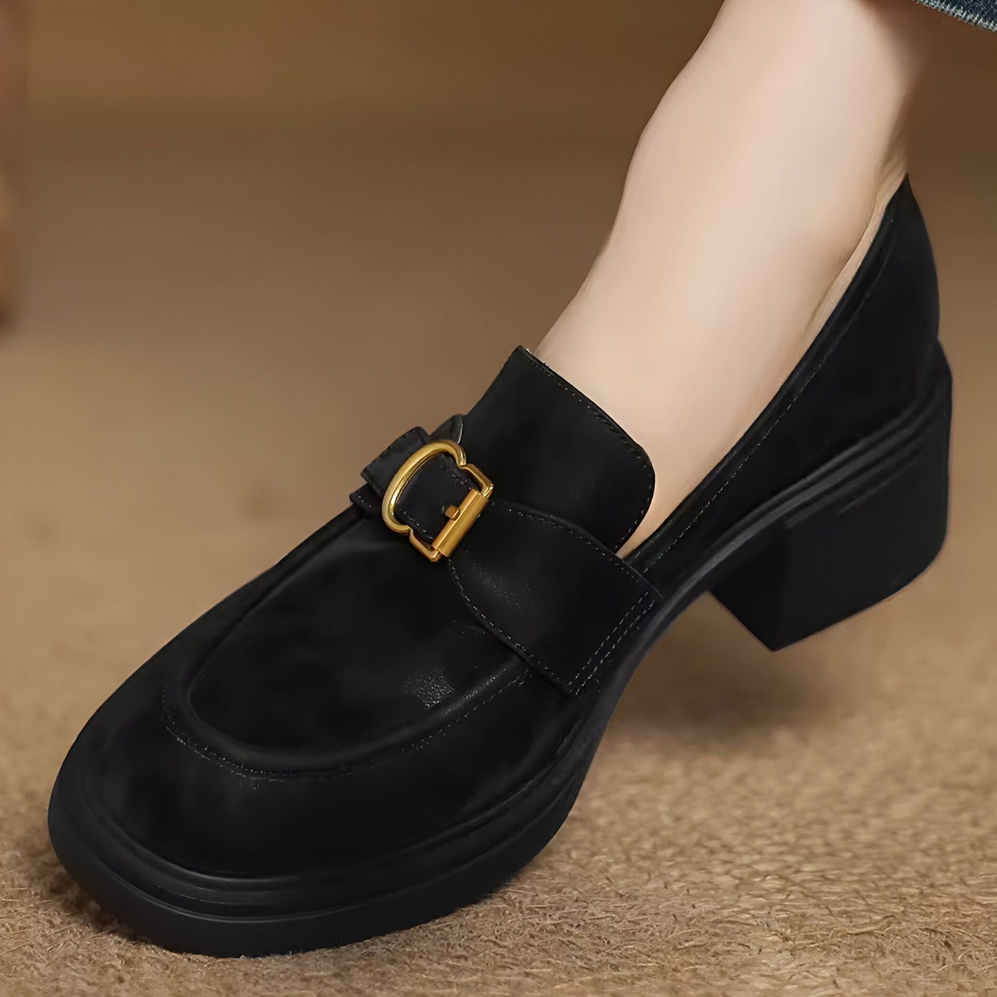 BrandX Mocassins à Talon Simili Cuir Motif Léopard