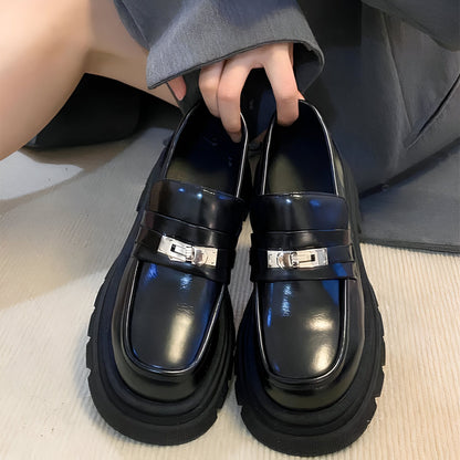 NovaCuir Mocassins Cuir Noir Semelle Épaisse Femme