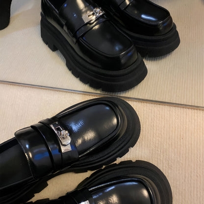 NovaCuir Mocassins Cuir Noir Semelle Épaisse Femme