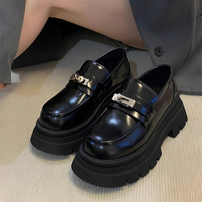 NovaCuir Mocassins Cuir Noir Semelle Épaisse Femme