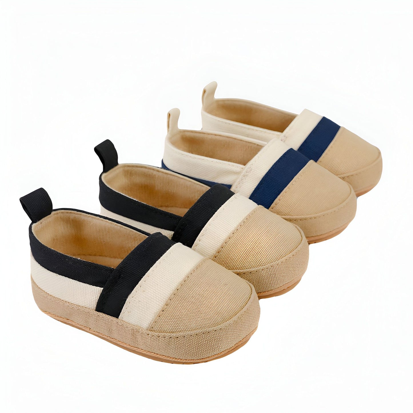 KidoSteps Mocassins Bébé Garçon Toile Rayée Étanche