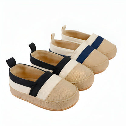 KidoSteps Mocassins Bébé Garçon Toile Rayée Étanche