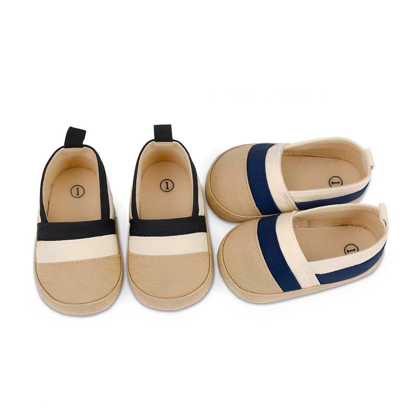 KidoSteps Mocassins Bébé Garçon Toile Rayée Étanche