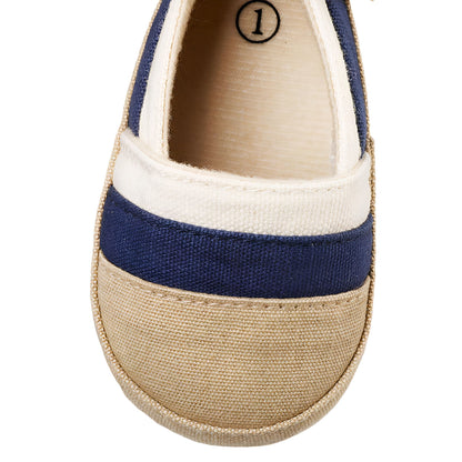 KidoSteps Mocassins Bébé Garçon Toile Rayée Étanche
