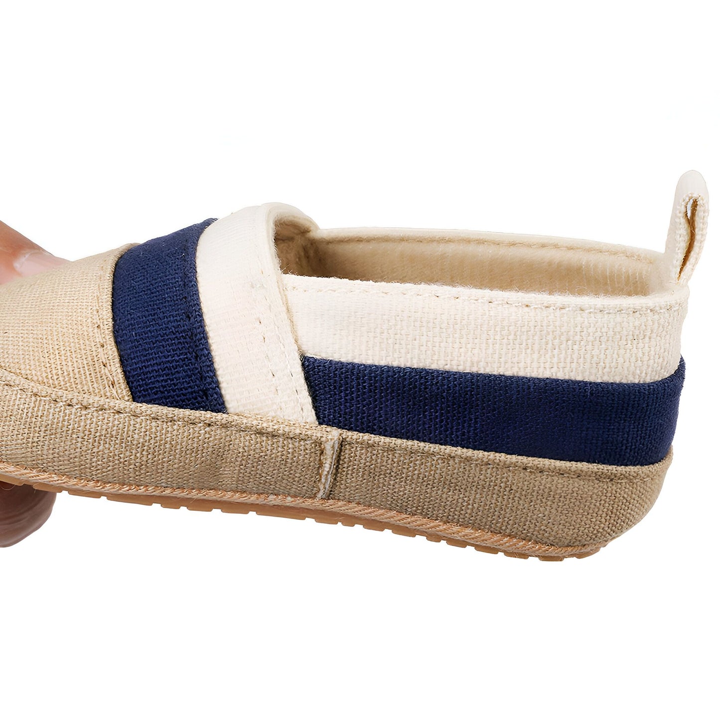 KidoSteps Mocassins Bébé Garçon Toile Rayée Étanche