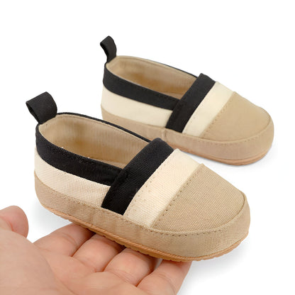 KidoSteps Mocassins Bébé Garçon Toile Rayée Étanche