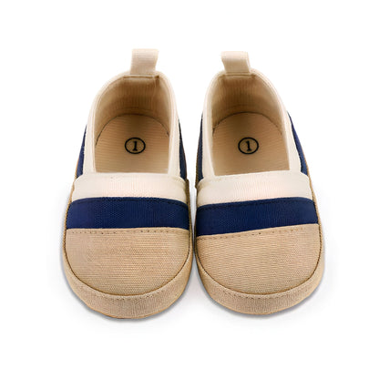 KidoSteps Mocassins Bébé Garçon Toile Rayée Étanche