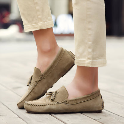 BrandX Mocassins Homme Élégants en Suédine Beige