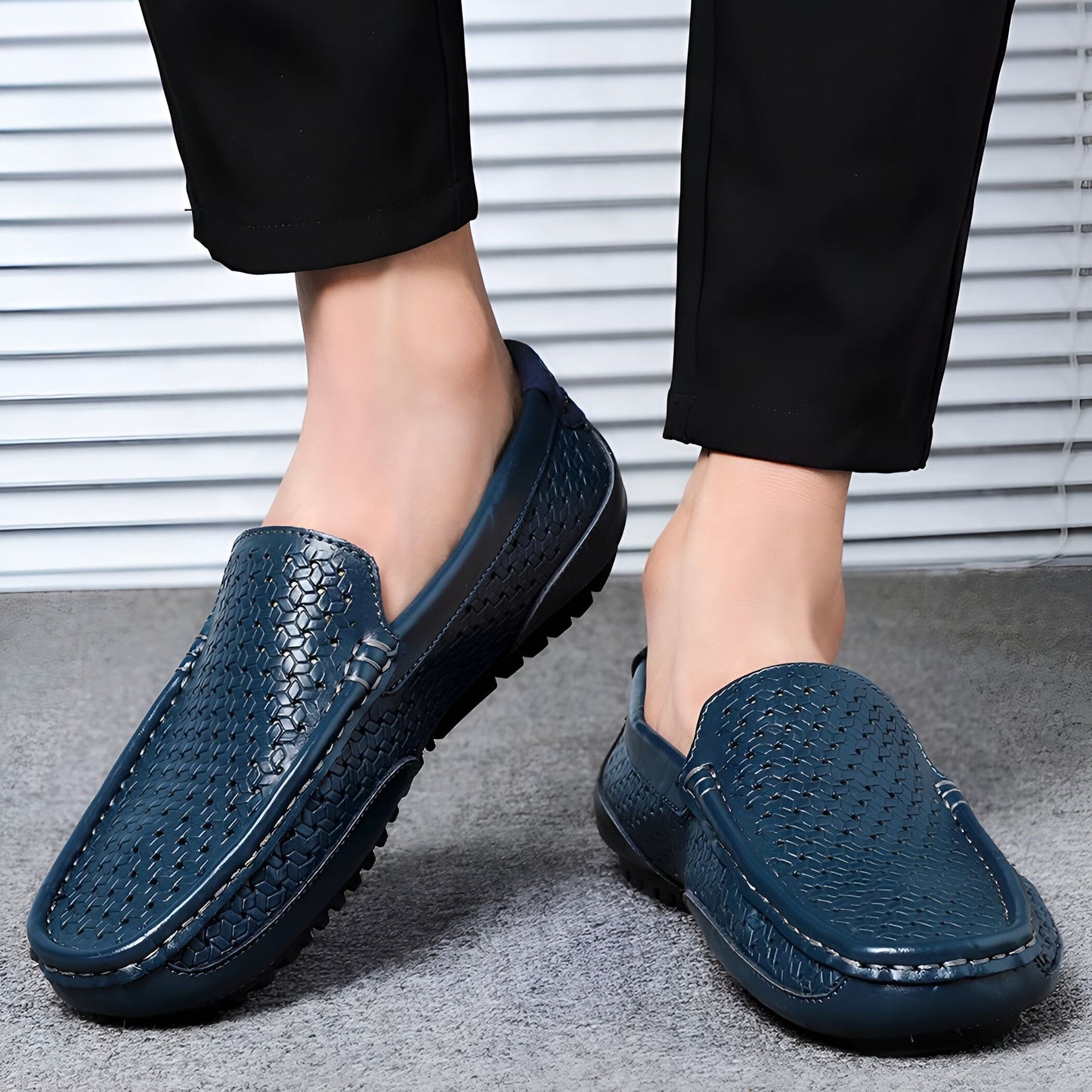 LuxeBrand Mocassins perforés cuir synthétique homme