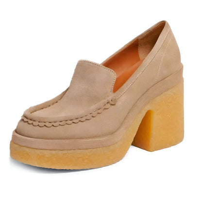 ÉléganceX Mocassins Daim Talon Compensé Elégants Femme