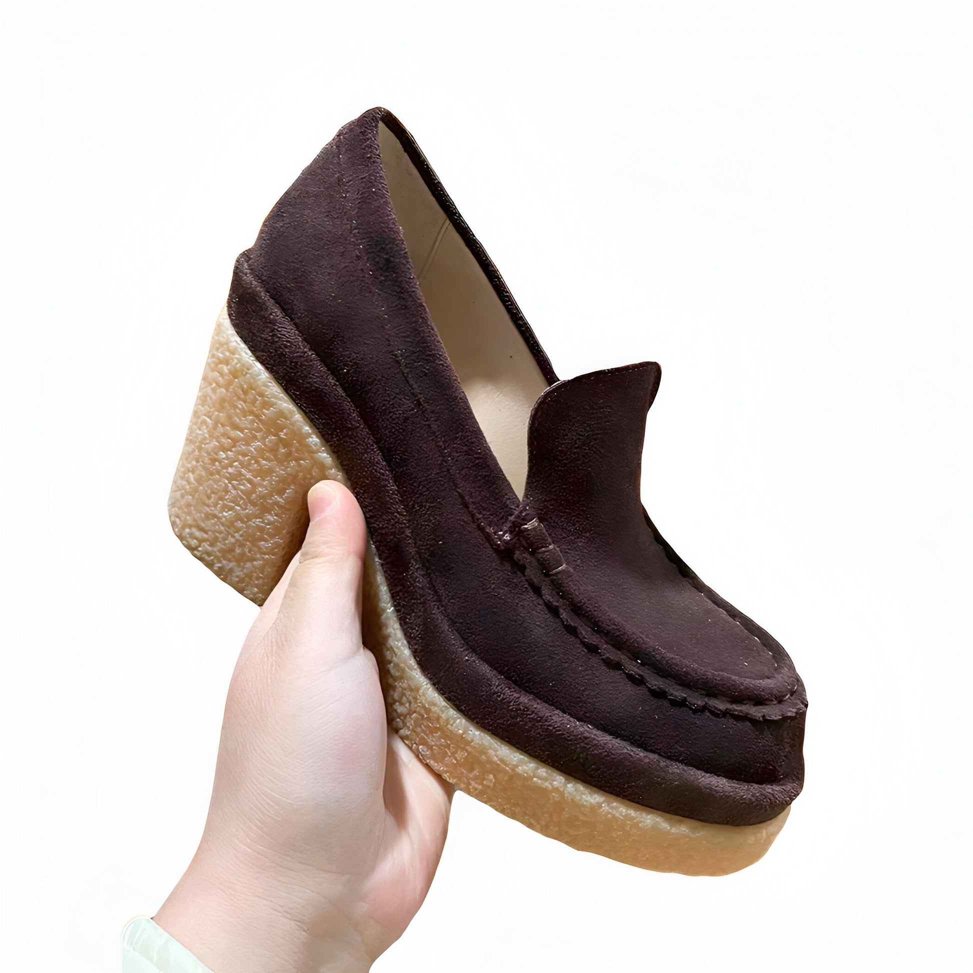 ÉléganceX Mocassins Daim Talon Compensé Elégants Femme