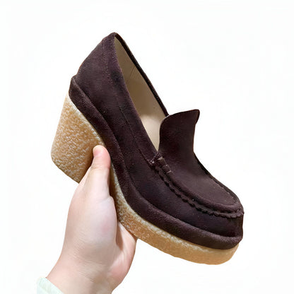 ÉléganceX Mocassins Daim Talon Compensé Elégants Femme